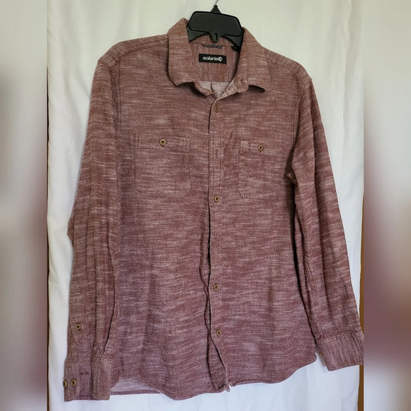 Solaris Mens Dark Rust Long Sleeve Collared Button-down Shirt Size‎ M - Picture 1 of 6